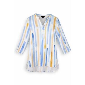 Alison Sheri Abstract Striped Blouse Blue Orange Tencel Blend Size S